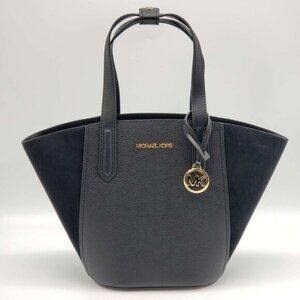 100% Authentic Michael Kors Portia Black Leather Tote Bag 65-083025